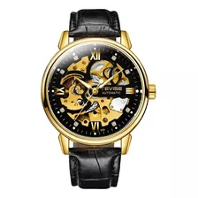 Reloj Tevise T869 Automático Hombre Cuero Dorado