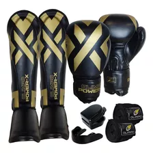 Kit Muay Thai - Luva - Caneleira - Bandagem - Bucal Olimpo