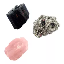 Pedras De Coleção Pirita, Quartzo Rosa E Turmalina 5 Unidade