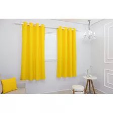 Cortina Sala/quarto Oxford 300x180 Ilhós Cromado Para Varão Cor Amarelo-canário