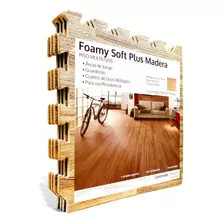 Tapete Foamy Fomi Fomy Imitacion Madera 4 Piezas Abarca 1m² Color Crema Madera / Wood