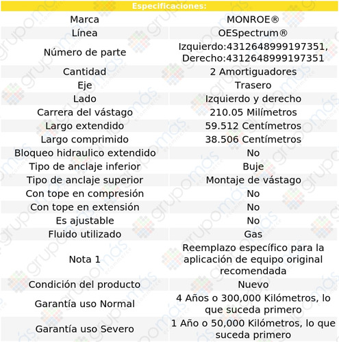 2 Amortiguadores Gas Oespectrum Tra Bmw Z4 03-08 Monroe Foto 3