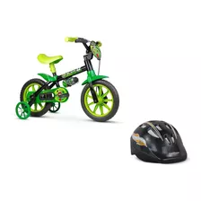 Kit Bicicleta Aro 12 Black 12 + Capacete Preto - Nathor