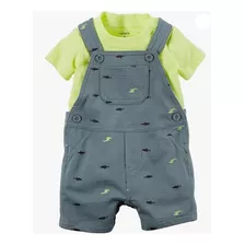 Set Carters 2 Piezas Jardinero Estampado Y Remera M Corta 