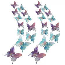 24 Piezas 3d Mariposa Pegatina Extraíble Pared Pegatin...