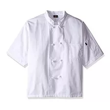 Dickies Chef Abrigo De Manga Corta Con Botones, Nudo Blanco,