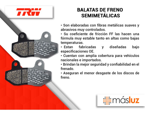 Balatas Semimetalicas Delanteras Ford Expedition 97/02 Trw Foto 4