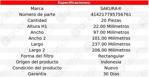 Caja 20 Filtros De Cabina Sakura 5 L4 2.5l Mazda 12/17 Foto 2