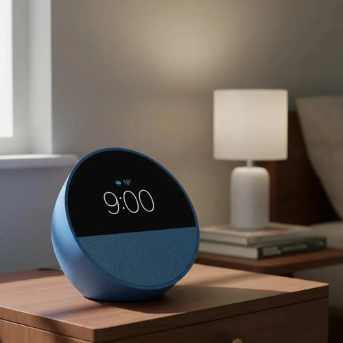 Amazon Echo Spot Bocina Inteligente 2024 Color Azul Acero Azul Acero