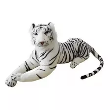 Tigre Safari Pelucia Realista Macio Grande Branco