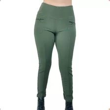 Calça Legging Feminina Gorgurão Montaria Com Bolso Zipper