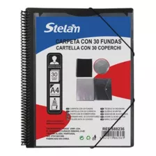 Carpeta Archivador De Documentos 30 Fundas Con Espiral A4 Color Negro