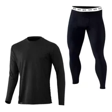 Kit Ciclismo Calça Legging Masculina + Camiseta Proteção Uv