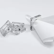 Kit 08 Anéis Guardanapo Minimalista Mesa Posta Cristal 5mm