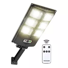 Luminaria Holofote Solar 300w Branco Quente Autonoma Preta