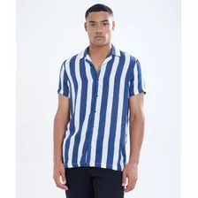 Camisa Hombre Seven M/c Azul Viscosa 45011945-5694