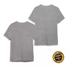 5 Camisetas Mesclas Lisas 100% Algodão Com Gola Reforçada