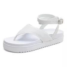 Sandália Feminina Branco Fosco Plataforma Original Dubuy