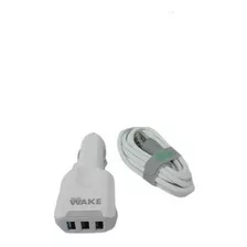 Cargador Carro Mas Cable Wake iPhone 5/6/7/8/xr 4.4a Usb 