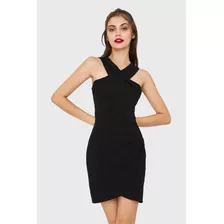 Vestido Tulipán Escote Cruzado Negro Nicopoly