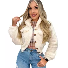 Blusa De Frio Feminina Jaqueta Bomber Pelúcia Teddy Inverno