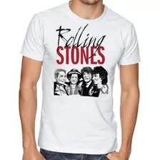 Camiseta Luxo Rolling Stones Banda Rock Mick Jagger Guitarra