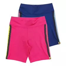 Kit 2 Bermudas Ciclista Suplex Juvenil Feminina Shorts Verão