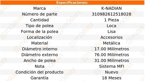 Polea Lisa Metalica Dodge Stealth V6 3.0l 96 K-nadian Foto 3