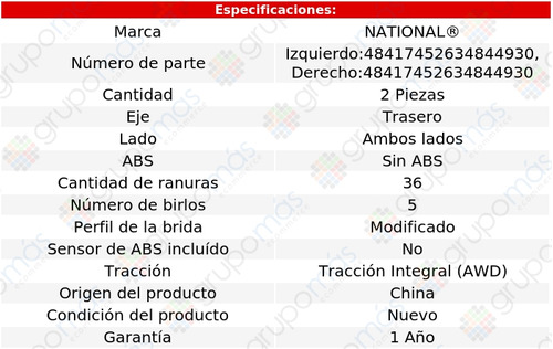 Mazas Traseras National V60 Cross Country 2015 A 2018 Foto 4