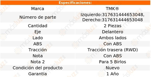 2- Mazas Delanteras Con Abs Bmw M3 8 Cil 4.0l 2008/2013 Tmk Foto 2