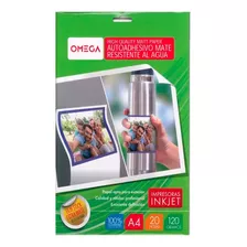 Papel Autoadhesivo Mate A4 Resistente Al Agua Omega Pack 