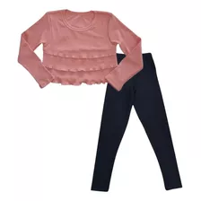 Kit Conjunto Calça Legging Grossa Juvenil Menina + Blusinha