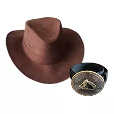 Chapéu Country Masculino Rodeio Festa Junina Cowboy + Cinto 