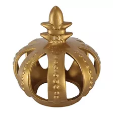 Coroa Dourada Em Cerâmica Enfeite Festa Decoração