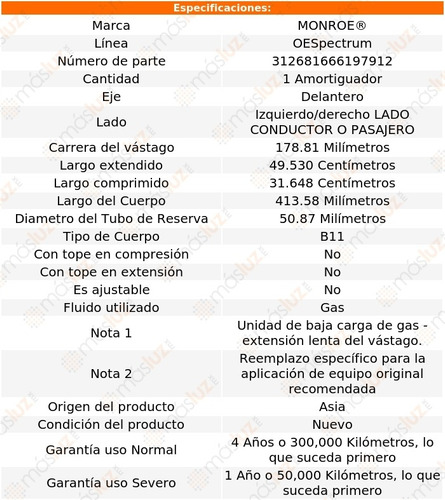 1) Amortiguador Oespectrum Gas Izq/der Del Routan 09/14 Foto 3