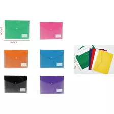 Pack De 12 Bolsa De Documentos Colores Surtidos Color Naranja , Verde . Azul, Violeta, Gris Liso
