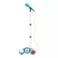 Microfono Pedestal Karaoke Niños Con Luces De Fiesta Juguete Color Azul