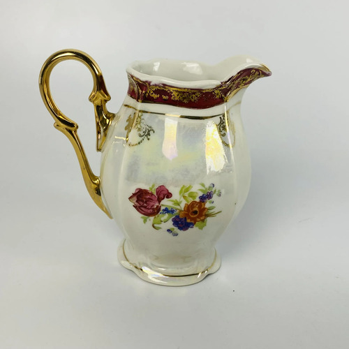 Jogo De Chá Porcelana Mauá Floral Dourado Vintage 3 Peças Bege Florido 4