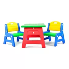 Mesa Infantil Plastico Niños Infantiles Exterior + 2 Sillas 