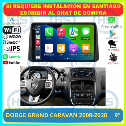 Radio 9 Pul Android Auto Carplay Dodge Grand Caravan 2008-20 Foto 2