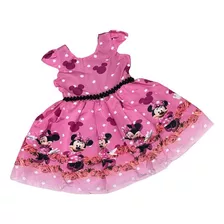 Vestido Minnie Rosa Pérolas Luxo 