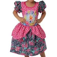 Vestido Bandeiras Junino Infantil 3171 Tamanho G Fantasias S