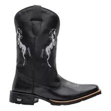 Bota Texana Masculina Country Couro + Carteira E Cinto