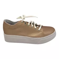 Zapatilla Mujer Jana Cobre Ecocuero Confortables Cordones