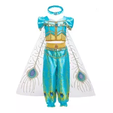 Fantasia Infantil Princesa Jasmine Alladin Azul Turquesa