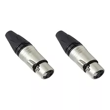 Kit 2pcs Plug Conector Xlr Femea Linha 3 Polos