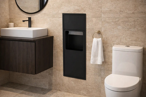 Lixeira Retangular Embutir Na Parede 10l Preta Para Lavabo Preto