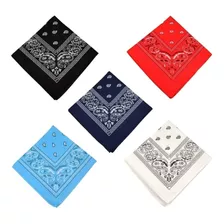 5 Bandanas Lenço Preto Vermelho Branco Azul Claro E Escuro