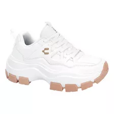 Tenis Urbano Chunky Charly Agujeta 6002 Blanco Para Mujer