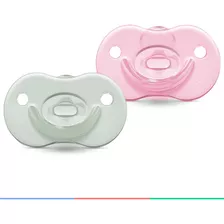 Kit 2 Chupetas De Bebê +6 Meses Com Estojo Rosa Lillo Soft Período De Idade + 6 Meses